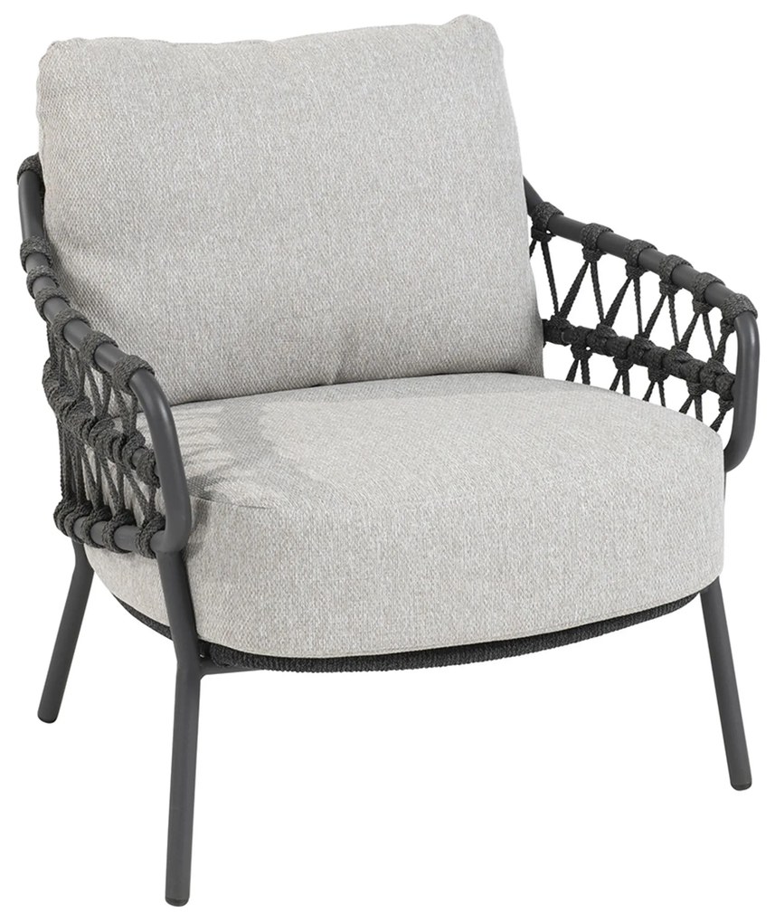 Tuinstoel Aluminium/rope Grijs-antraciet 4 Seasons Outdoor Calpi laag
