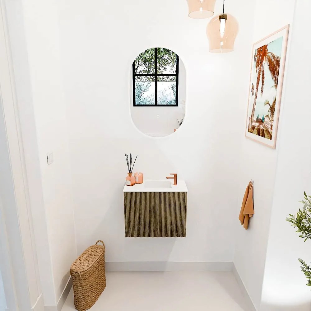 Mondiaz Joya 50cm toiletmeubel dusk met wastafel faye rechts 1 kraangat talc