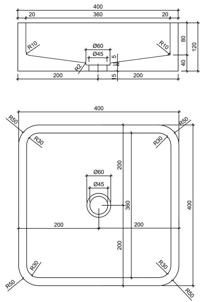 Differnz Marba opbouw wastafel 40x40cm lichtgrijs beton