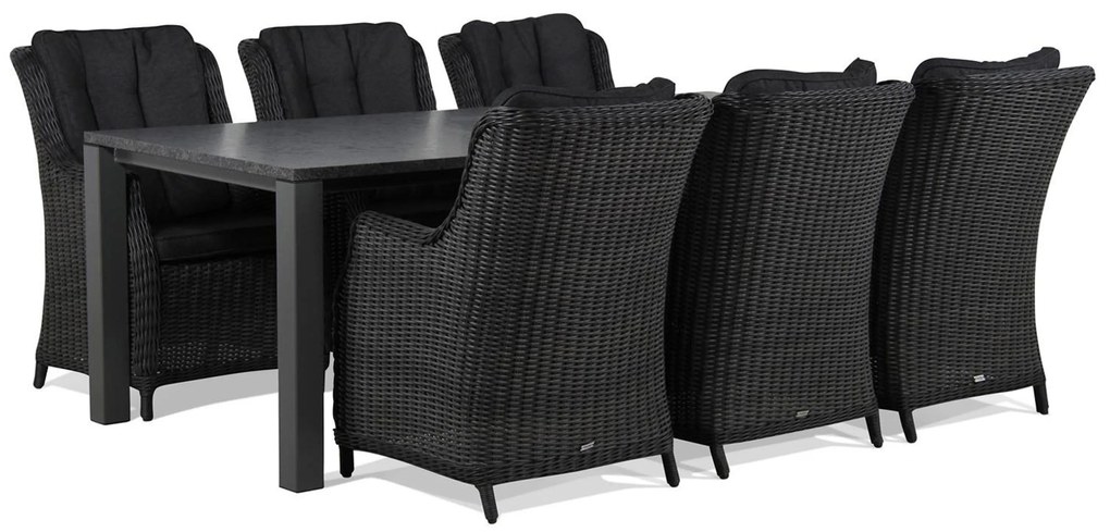 Tuinset 6 personen 220 cm Wicker Zwart Garden Collections Buckingham/Munster