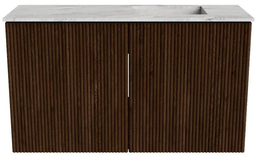 Mondiaz Joya DLux 70cm toiletmeubel walnut met wastafel faye rechts 1 kraangat glace