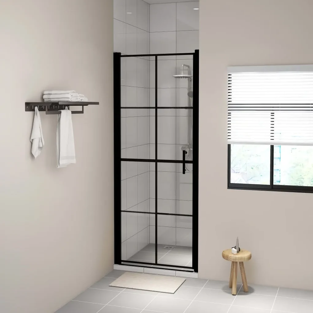 vidaXL Douchedeur 91x195 cm gehard glas zwart