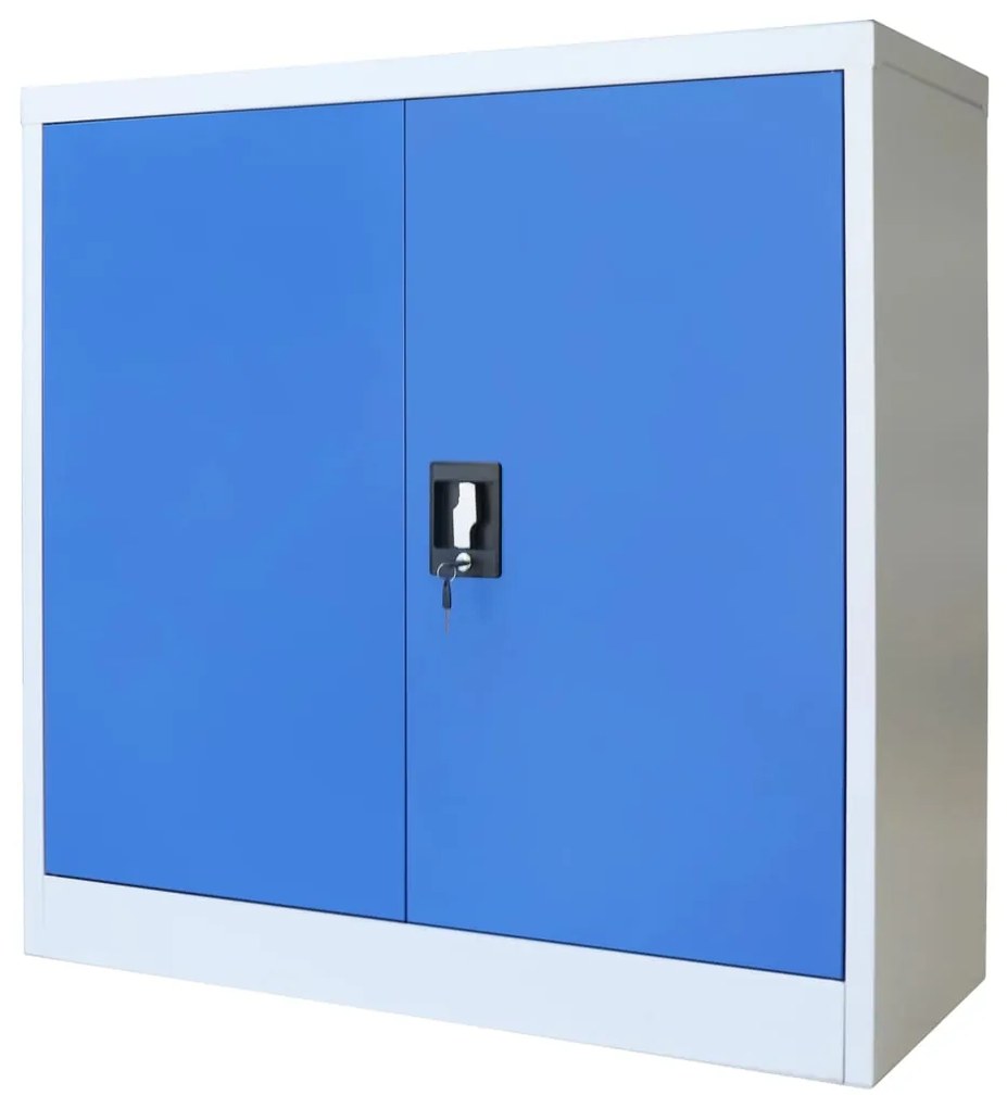 vidaXL Kantoorkast 90x40x90 cm metaal grijs en blauw