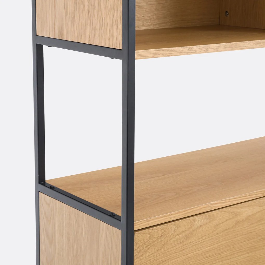 Modulaire boekenkast, 2 nissen 2 deuren, eiken fineer, Volga