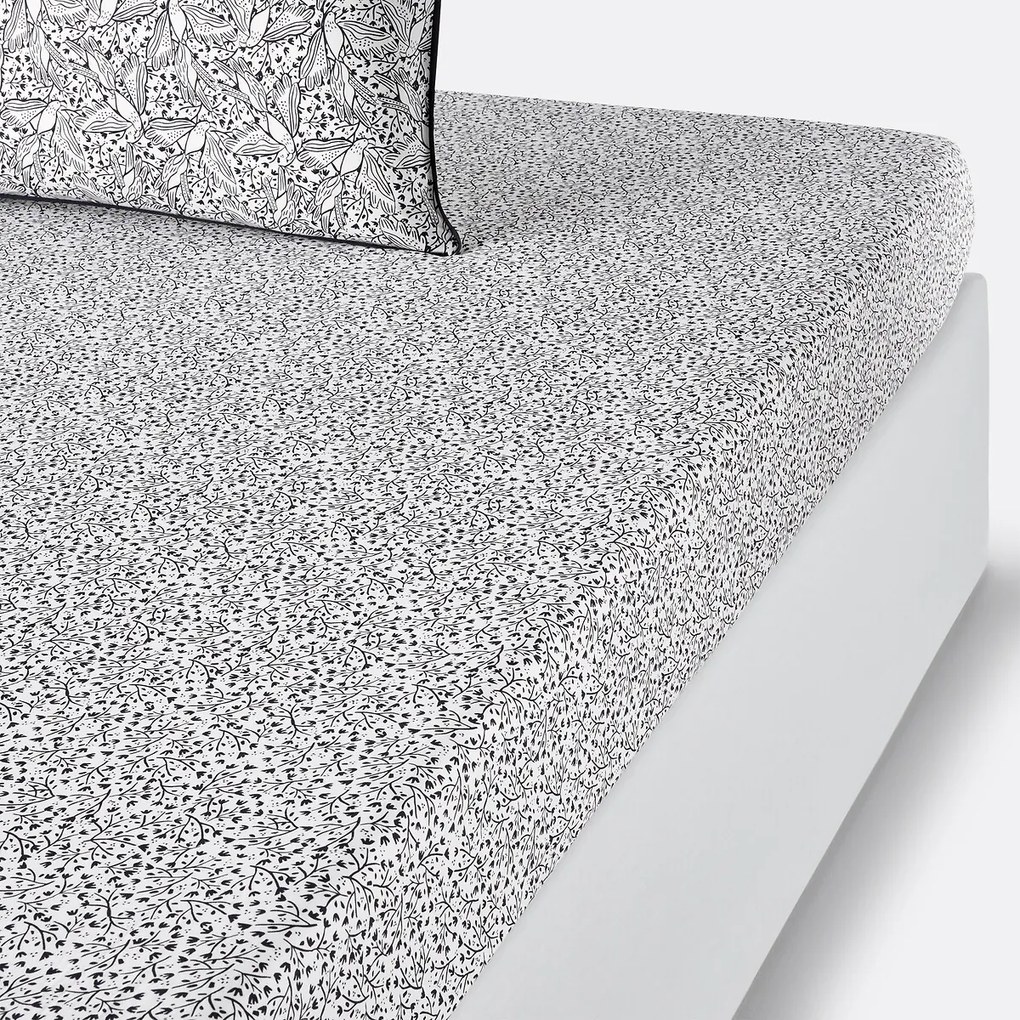 Hoeslaken in gewassen katoen, Leafbird