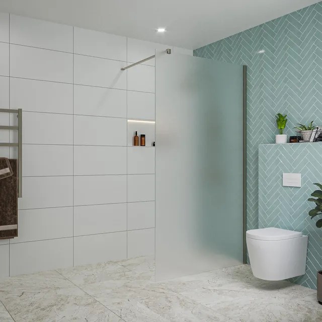 Fortifura Galeria inloopdouche - 110x200cm - mat glas - wandarm - Geborsteld Gunmetal PVD SW915251/SW797907