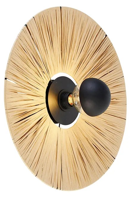 Landelijke wandlamp zwart met touw 45 cm - Leia