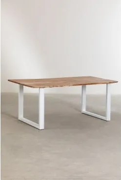 Rechthoekige Eettafel In Gerecycled Hout (180x100 Cm) Sami-stijl Wit - Sklum