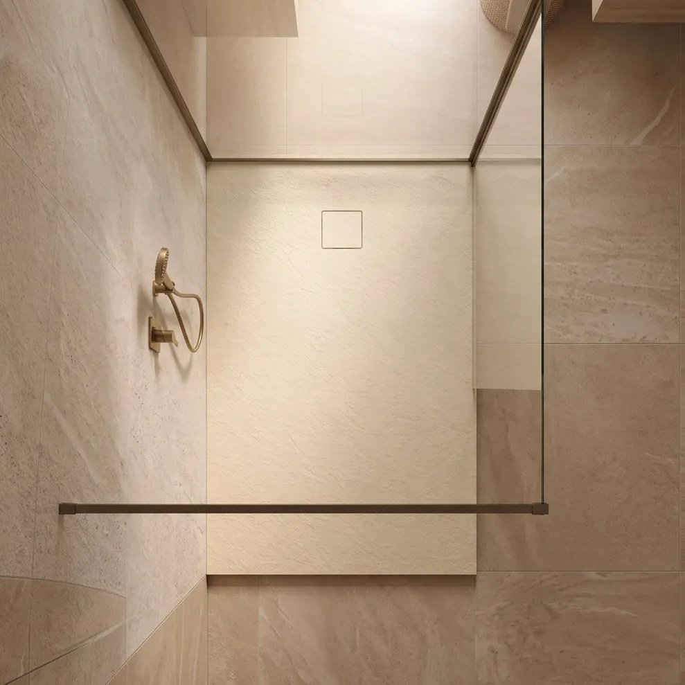 Saniclear Naxos SMC douchebak stone-look 120x80cm beige mat
