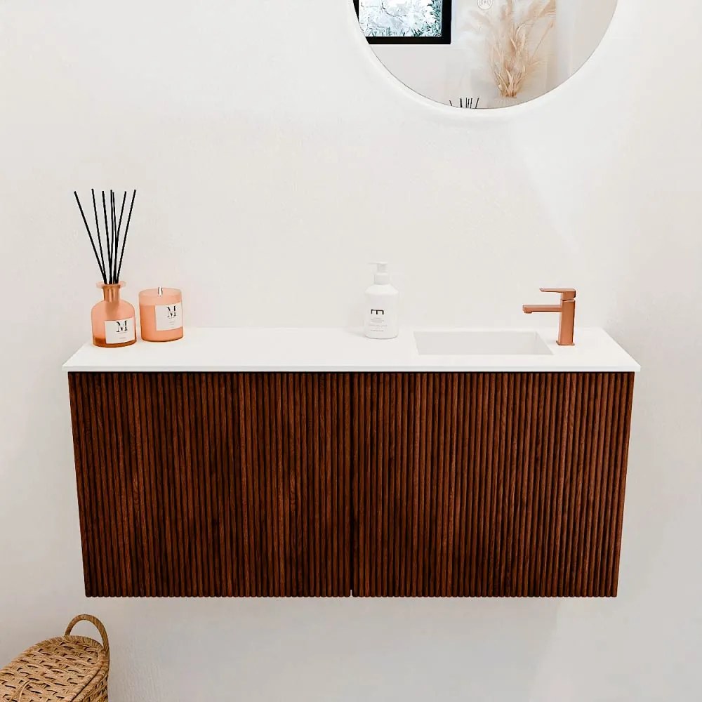 Mondiaz Joya 90cm toiletmeubel ruby met wastafel faye rechts 1 kraangat talc