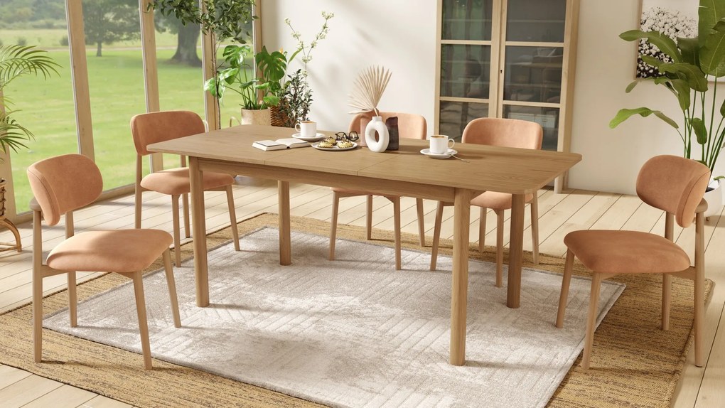 AVLO Terracotta (stof Danny 204)/gelakt eiken frame – HOUTEN STOEL VOOR WOONKAMER, EETKAMER, KEUKEN RETRO