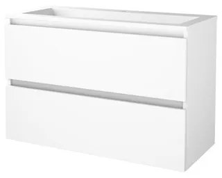 Basic-Line Start 46 badkamermeubelset - 100x46cm - greeploos - 2 lades - acryl wastafel - 1 kraangat - MDF lak Ice White 1810366