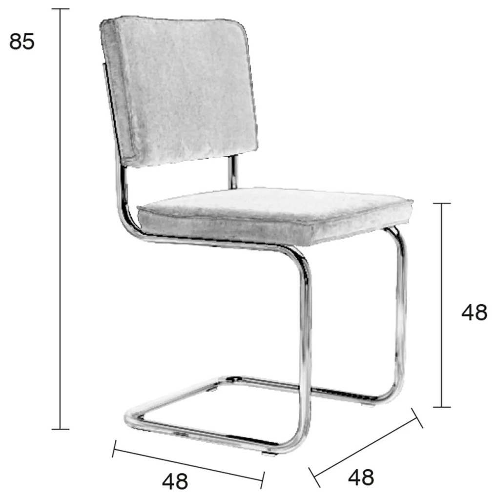 Zuiver Ridge Rib Retro Stoel Ribstof Grijs