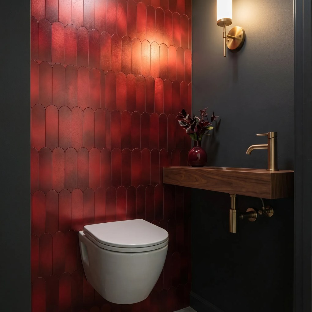 Zelfklevende Mozaïektegels Metaal | Arch Rood | 28,8×29,8 cm | Keuken, Bad & WC