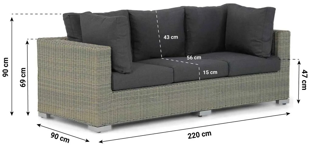 Stoel en Bank Loungeset 5 personen Wicker Taupe  Garden Collections Toronto/Brighton