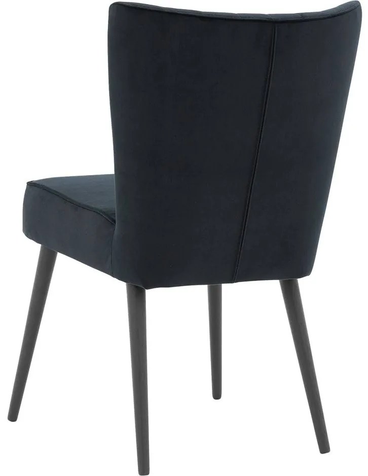 Goossens Eetkamerstoel Rob zwart velvet stof leuning, urban industrieel