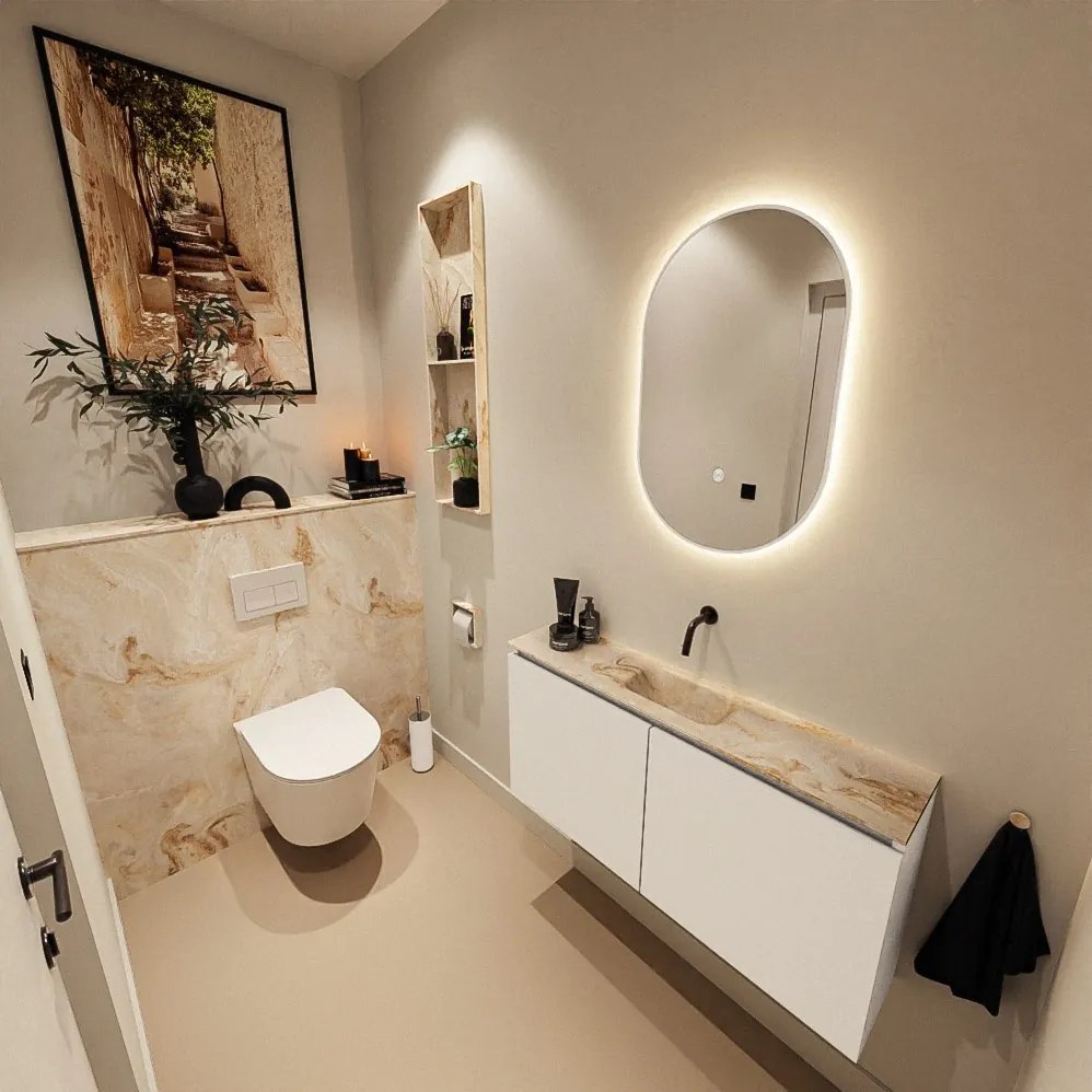 Mondiaz Hope toiletplaat solid surface 100x125cm frappe niet voorgeboord