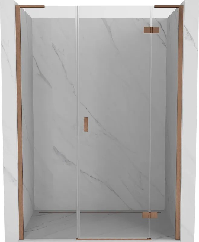Mexen Mist-H L douchedeur draaibaar rechts 130 cm, transparant, geborsteld koper - 8A5L-130-001-65-00-P