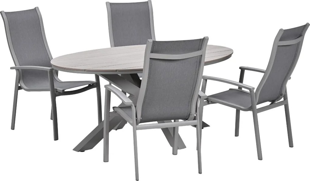 Garden Impressions Hilly tuinset 5-delig taupe - Tulli tuintafel 180x115 cm - light teak vironwood