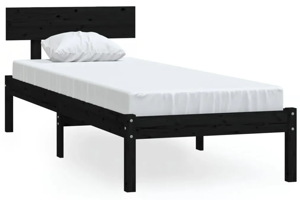 vidaXL Bedframe massief grenenhout zwart 100x200 cm