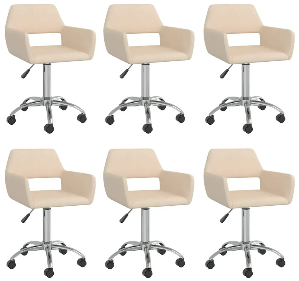 vidaXL Eetkamerstoelen draaibaar 6 st stof crèmekleurig