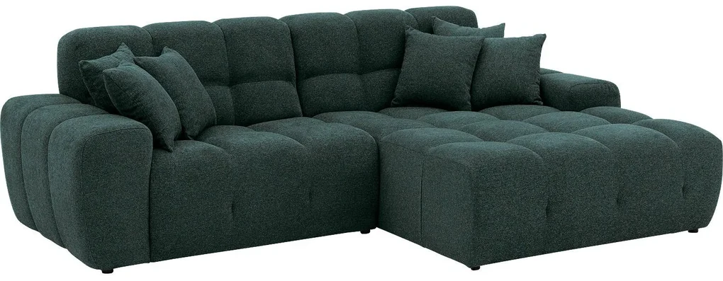 Goossens Excellent Bank Kubus - 30 X 30 Cm Stiksel blauw, stof, 1,5-zits, modern design met chaise longue rechts
