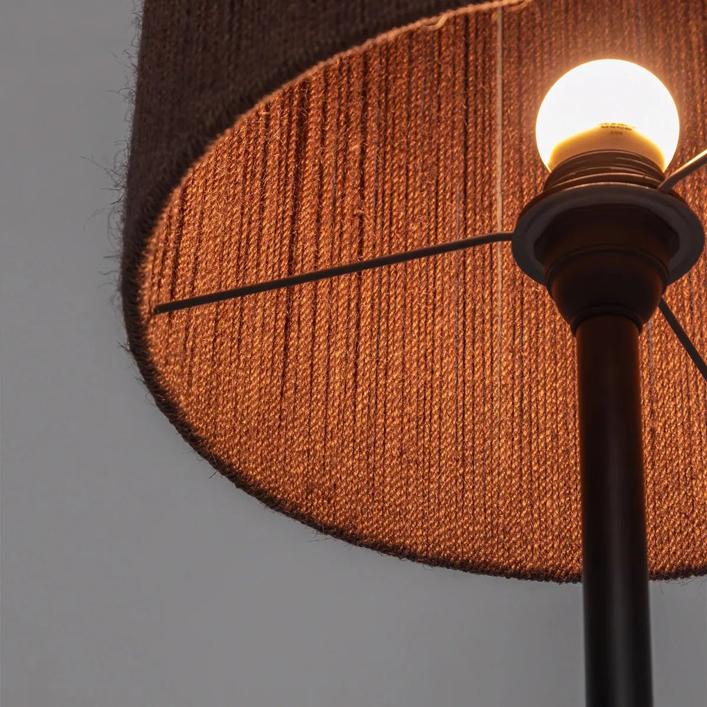 Kave Home Kor Vloerlamp Donker Hout En Jute