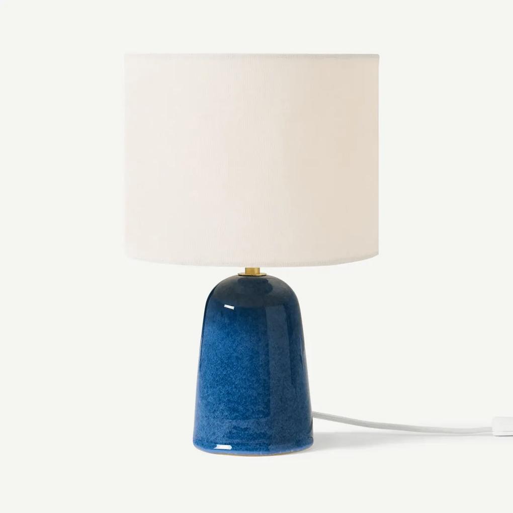 Nooby nachtlamp van keramiek met reactief glazuur, blauw