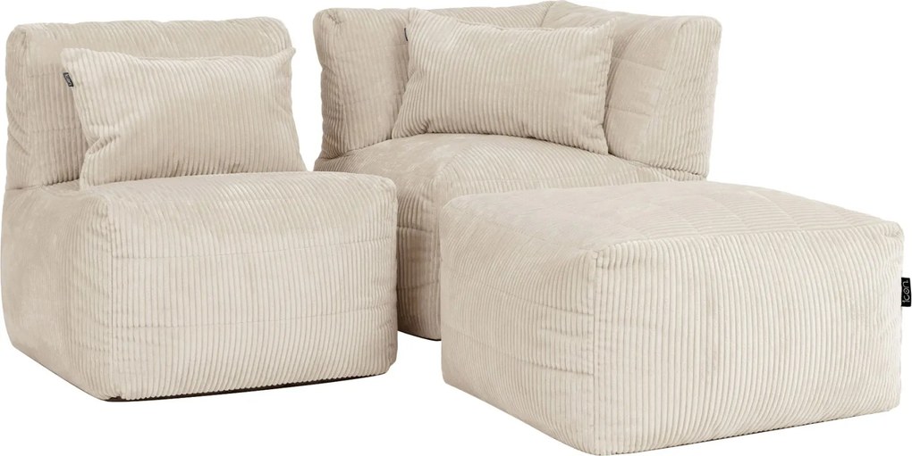 Noa Modulaire Zitzak Zitzak Corduroy - 3-delig - Stone
