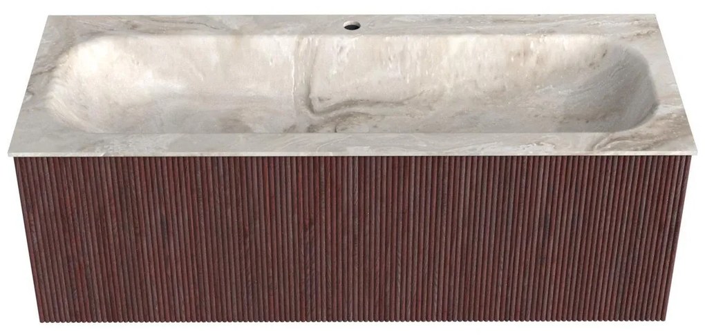 Mondiaz Kurve-dlux 120cm badmeubel ruby met 1 lade en wastafel big large midden 1 kraangat frappe