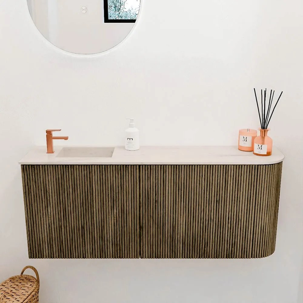 Mondiaz Joya DLux 100cm toiletmeubel ronding rechts dusk met wastafel faye links 1 kraangat meli
