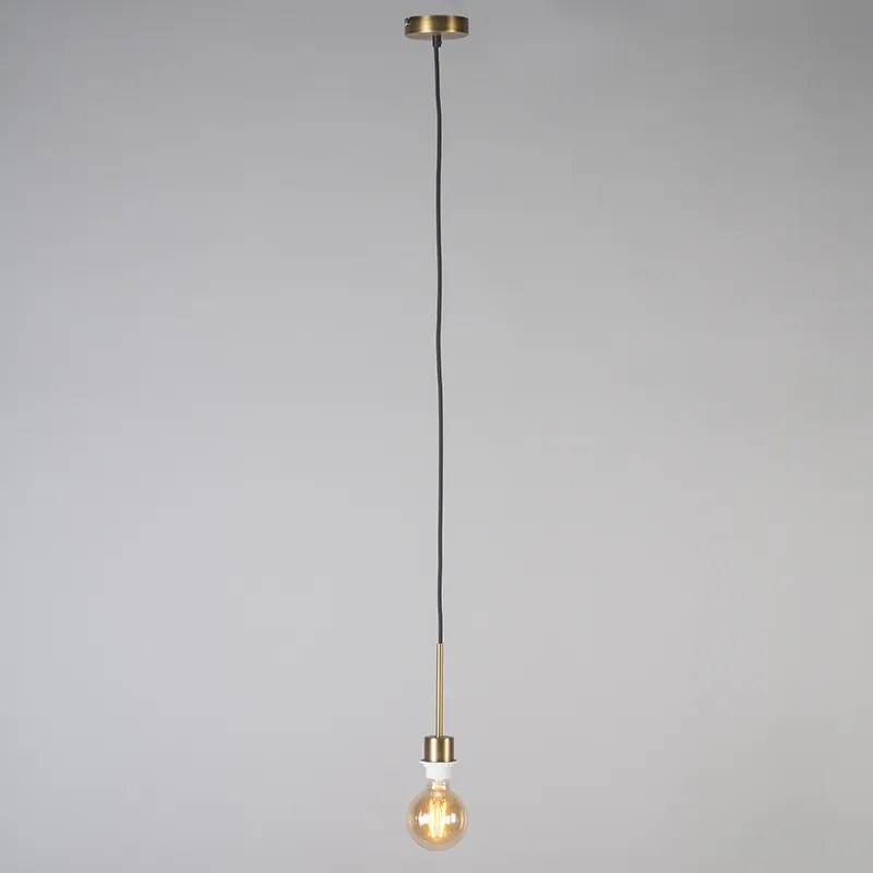 Moderne hanglamp brons met kap 45 cm wit - Combi 1