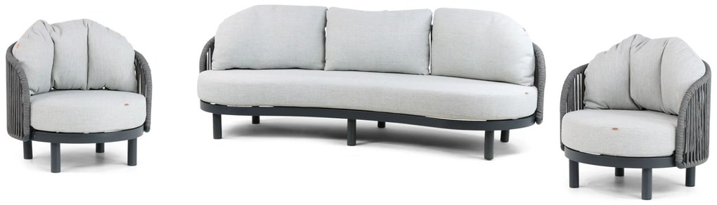 Stoel en Bank Loungeset 2 personen Aluminium/rope Grijs  Santika Furniture Santika