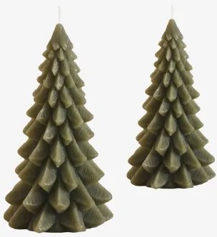 Set Van 2 Decoratieve Kerstkaarsen Eldor Groen – Intens Olijf - Sklum