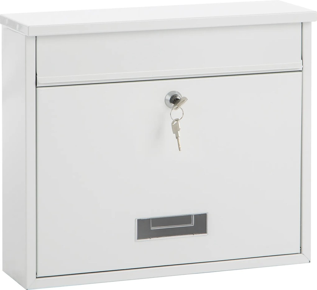 Practo Garden oxford wit wit - Brievenbus in gelakt staal - 10x36x31cm