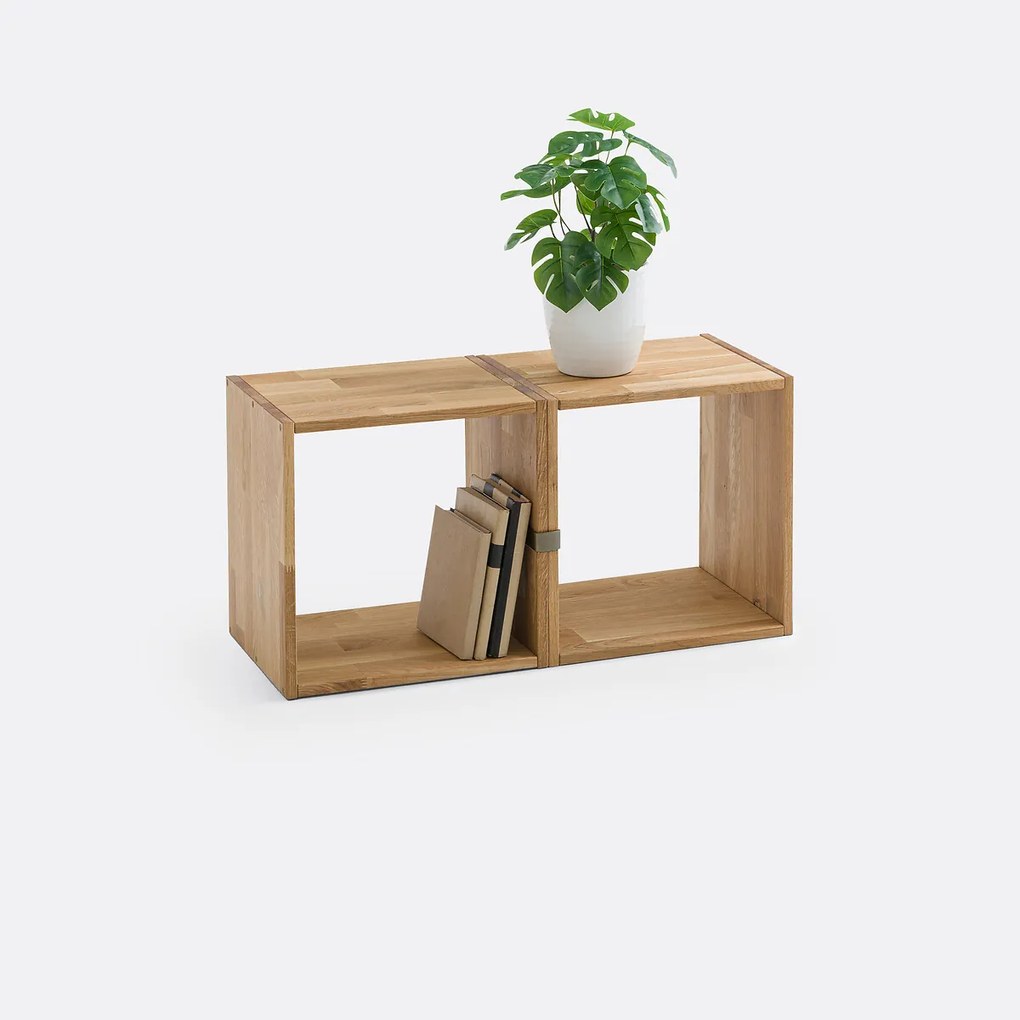 Set van 2 opbergkubussen, massief eiken, EDGAR