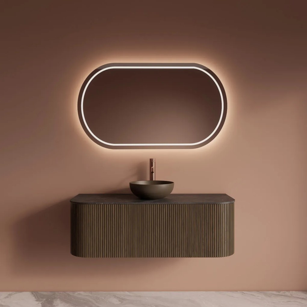 Gliss Design Alluro badmeubel ribbelfront met ronding links/rechts 120cm ash grey en zwart leisteen toppaneel