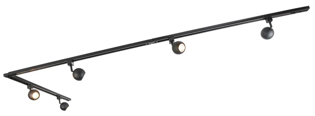 Modern railsysteem met 5 spots zwart 1-fase  - Iconic Gissi