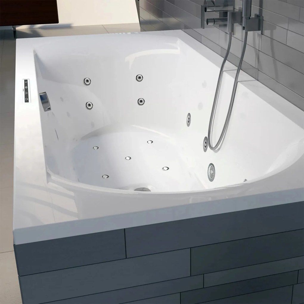 Riho Lima bubbelbad 170x75cm wit glans met touchbediening, 6 + 4 + 2 hydrojets en 10 aerojets
