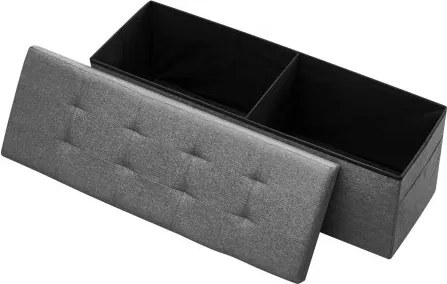 VEVOR opvouwbare poef met opbergruimte (rechthoekig), voetenbank met zijvakken, opvouwbare, gevoerde kruk, belastbaar tot 299,37 kg, 11 x 38 x 38 cm, voor woonkamer, slaapkamer, hal, grijs