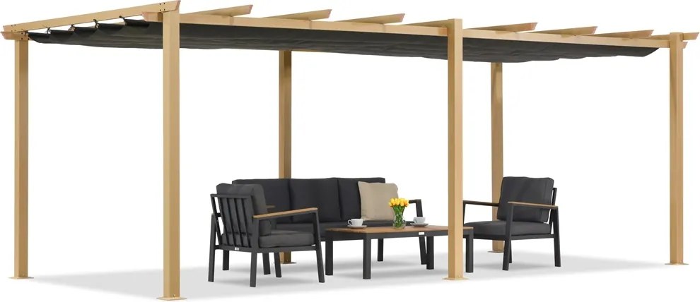 Barbados terraspergola 3x6 m Garden Point hout-antraciet