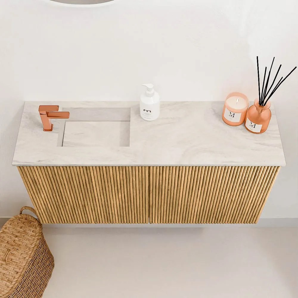 Mondiaz Joya DLux 80cm toiletmeubel oak met wastafel faye links 1 kraangat ostra