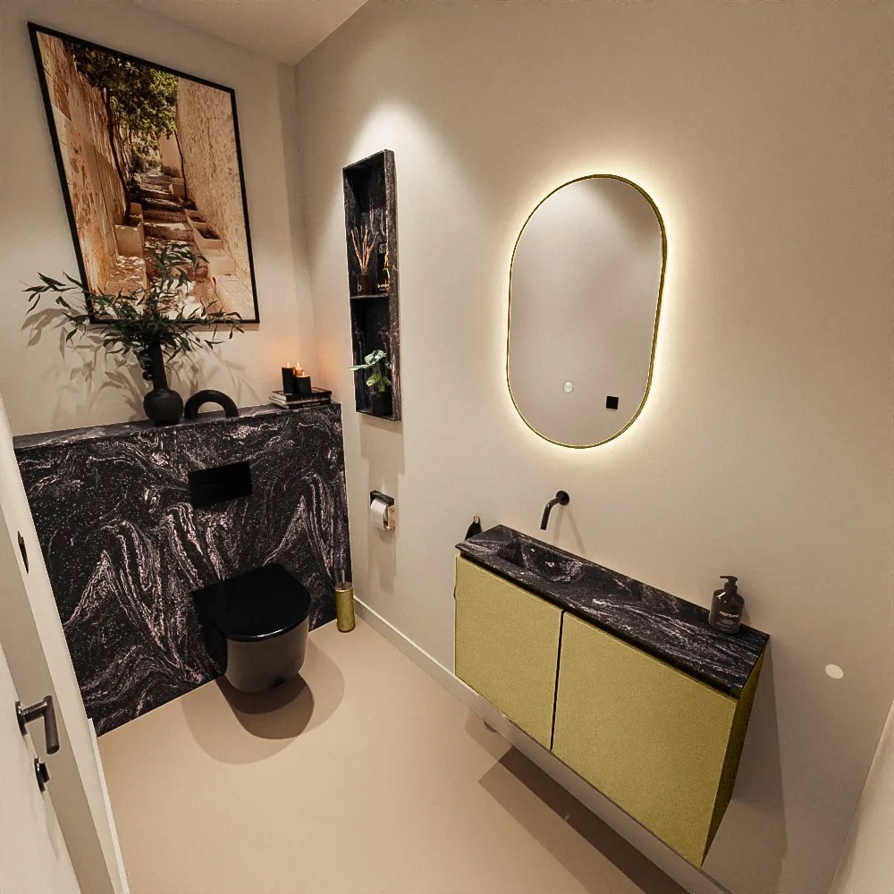 Mondiaz Ture DLux toiletmeubel 80cm oro met wastafel lava links zonder kraangat