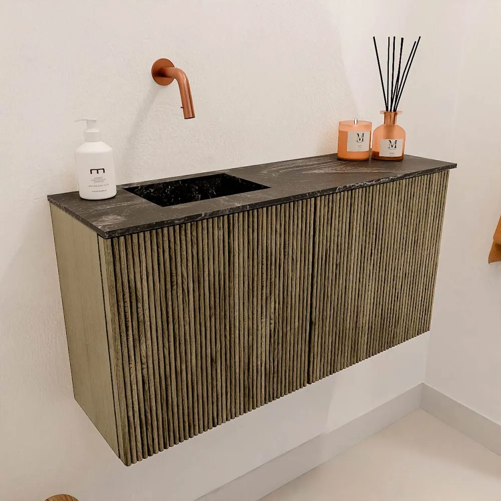 Mondiaz Joya DLux 80cm toiletmeubel dusk met wastafel faye links zonder kraangat lava