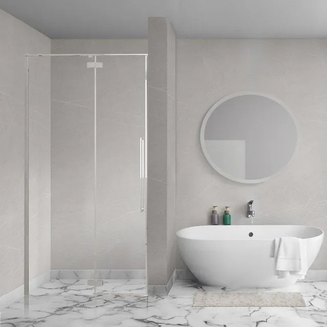 Aqua Vista Oria Linea nisdeur - 130x200cm - incl. montageset - Chroom SW1186303/SW1175898