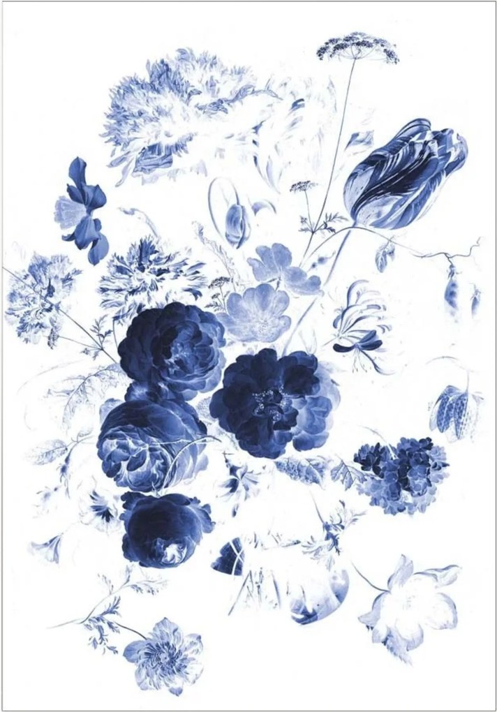 Vliesbehang Royal Blue Flowers I