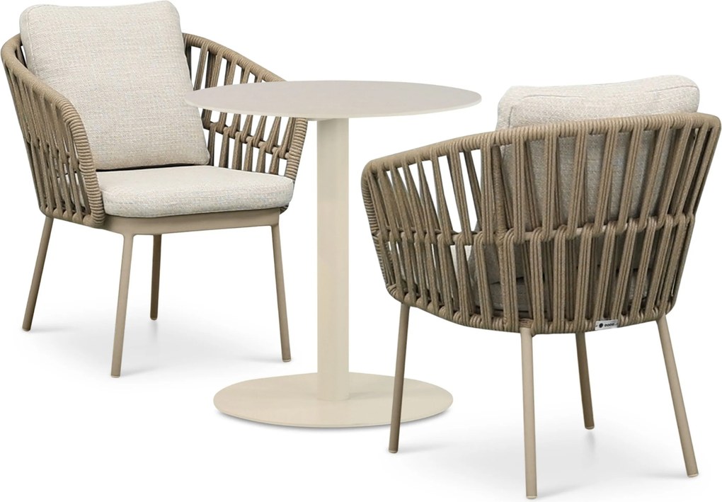 Tuinset Ronde Tuintafel 2 personen 70 cm Rope Zand/Beige  Coco Elara/Como