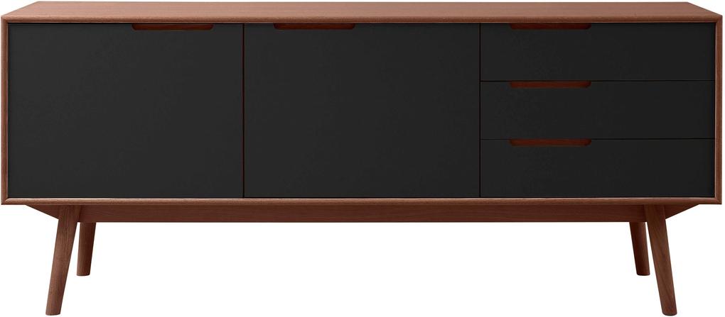 Wood and Vision Curve Sideboard dressoir large 2-3 walnoot deuren zwart