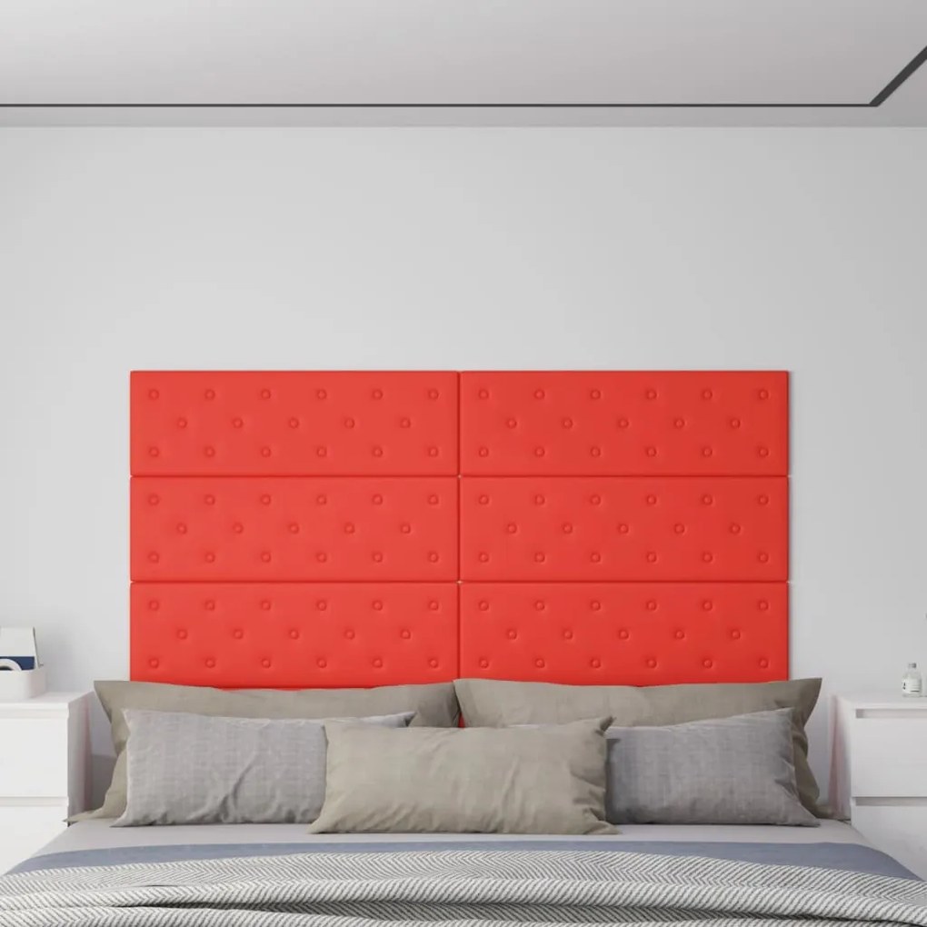 vidaXL Wandpanelen 12 st 3,24 m² 90x30 cm kunstleer rood