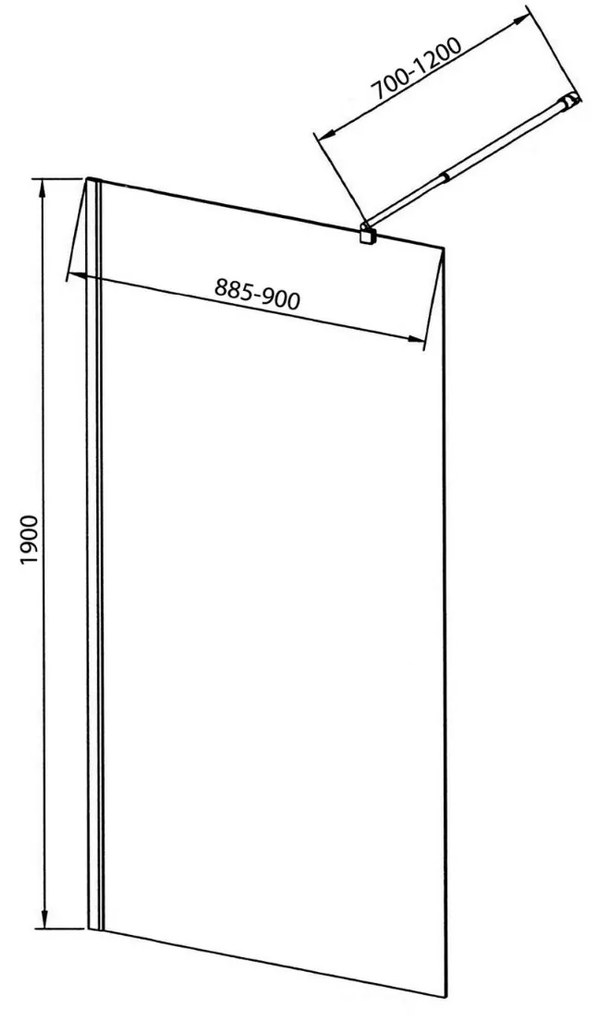 Aqualine Pilot inloopdouche opaalglas 90x190cm chroom